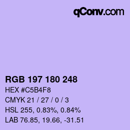 Color code: RGB 197 180 248 | qconv.com