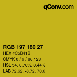 Color code: RGB 197 180 27 | qconv.com