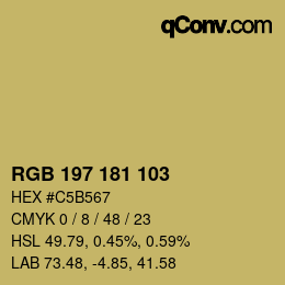 Color code: RGB 197 181 103 | qconv.com
