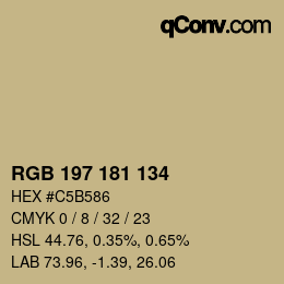 Color code: RGB 197 181 134 | qconv.com