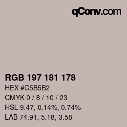 カラーコード: RGB 197 181 178 | qconv.com