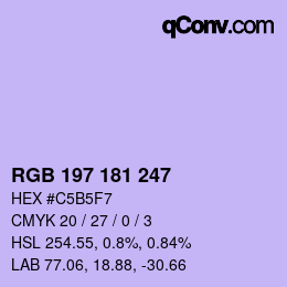 Color code: RGB 197 181 247 | qconv.com