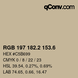 カラーコード: RGB 197 182.2 153.6 | qconv.com