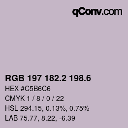 カラーコード: RGB 197 182.2 198.6 | qconv.com