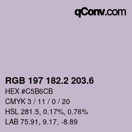 カラーコード: RGB 197 182.2 203.6 | qconv.com