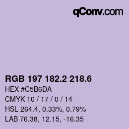 カラーコード: RGB 197 182.2 218.6 | qconv.com