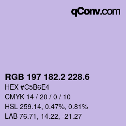 カラーコード: RGB 197 182.2 228.6 | qconv.com