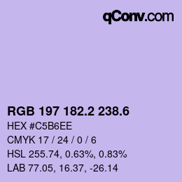 カラーコード: RGB 197 182.2 238.6 | qconv.com