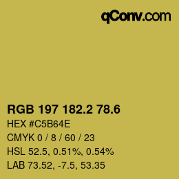 カラーコード: RGB 197 182.2 78.6 | qconv.com