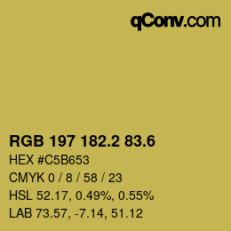 カラーコード: RGB 197 182.2 83.6 | qconv.com