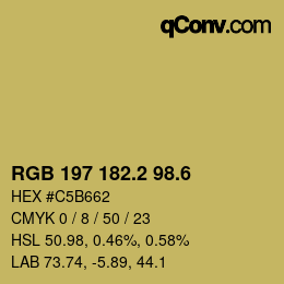 カラーコード: RGB 197 182.2 98.6 | qconv.com