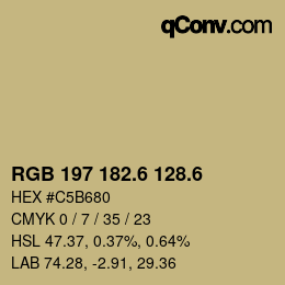 カラーコード: RGB 197 182.6 128.6 | qconv.com