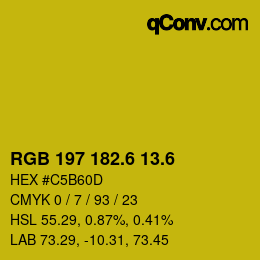 カラーコード: RGB 197 182.6 13.6 | qconv.com