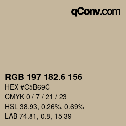 カラーコード: RGB 197 182.6 156 | qconv.com