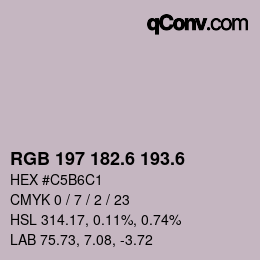 カラーコード: RGB 197 182.6 193.6 | qconv.com