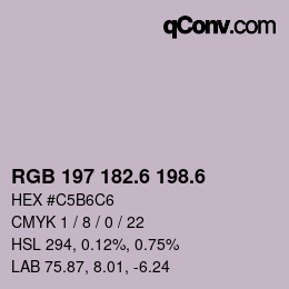 カラーコード: RGB 197 182.6 198.6 | qconv.com