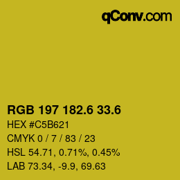 カラーコード: RGB 197 182.6 33.6 | qconv.com