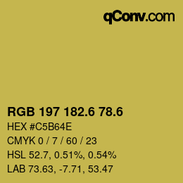 カラーコード: RGB 197 182.6 78.6 | qconv.com