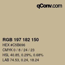 カラーコード: RGB 197 182 150 | qconv.com