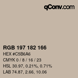 Color code: RGB 197 182 166 | qconv.com