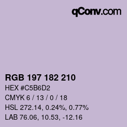 Color code: RGB 197 182 210 | qconv.com