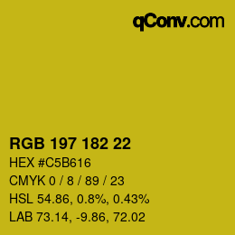 カラーコード: RGB 197 182 22 | qconv.com