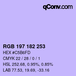 颜色代码: RGB 197 182 253 | qconv.com