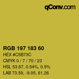 カラーコード: RGB 197 183 60 | qconv.com