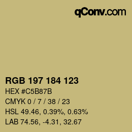 Color code: RGB 197 184 123 | qconv.com