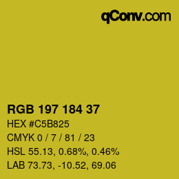 Color code: RGB 197 184 37 | qconv.com