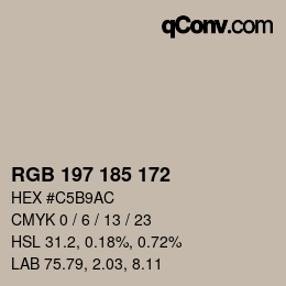 Color code: RGB 197 185 172 | qconv.com