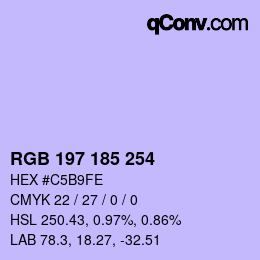 Color code: RGB 197 185 254 | qconv.com