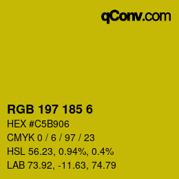 Color code: RGB 197 185 6 | qconv.com