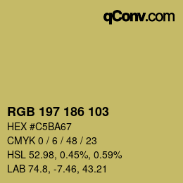 Color code: RGB 197 186 103 | qconv.com