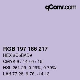 Farbcode: RGB 197 186 217 | qconv.com