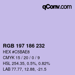 Color code: RGB 197 186 232 | qconv.com