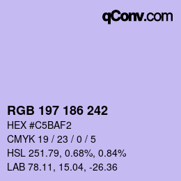 Farbcode: RGB 197 186 242 | qconv.com