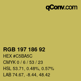 Color code: RGB 197 186 92 | qconv.com
