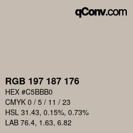 Código de color: RGB 197 187 176 | qconv.com