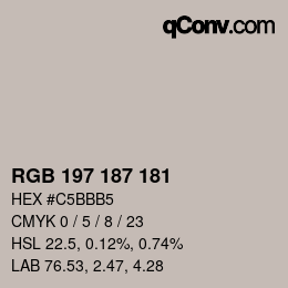 Código de color: RGB 197 187 181 | qconv.com