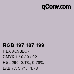 Color code: RGB 197 187 199 | qconv.com