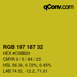 Color code: RGB 197 187 32 | qconv.com