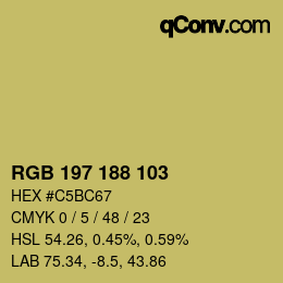 Color code: RGB 197 188 103 | qconv.com