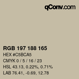 Code couleur: RGB 197 188 165 | qconv.com