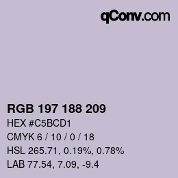 Color code: RGB 197 188 209 | qconv.com