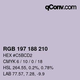 Color code: RGB 197 188 210 | qconv.com