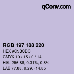 Código de color: RGB 197 188 220 | qconv.com