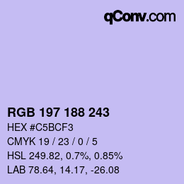 Color code: RGB 197 188 243 | qconv.com