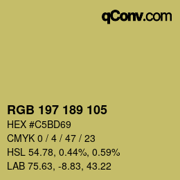 Color code: RGB 197 189 105 | qconv.com