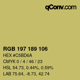 Color code: RGB 197 189 106 | qconv.com